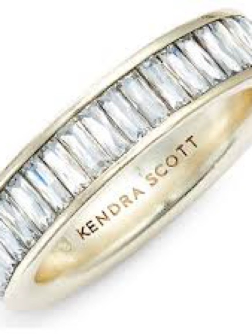 Kendra Scott Jack Band Ring in Gold Crystal Baguette size 9